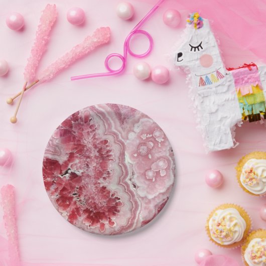 Roze Crystals Geode Papieren Bordje (Feest)