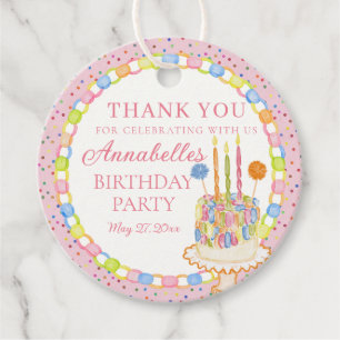 Roze Cue de Confetti Verjaardagsfeest Favor Bedankjes Labels