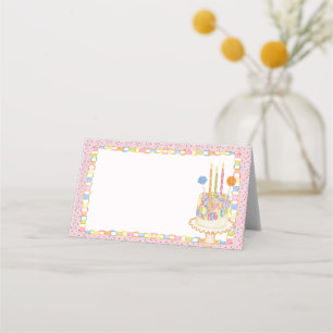 Roze Cue de Confetti Verjaardagsfeest Tafelkaart Plaatskaartje