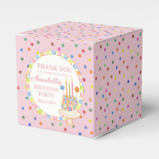Roze 'Cue the Confetti' Verjaardagsfeest Dessert Bedankdoosjes