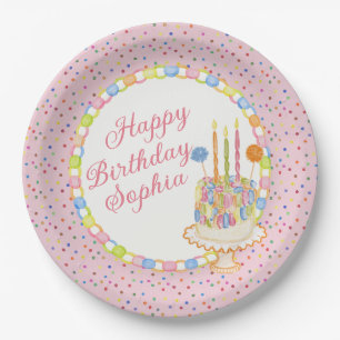 Roze 'Cue the Confetti' Verjaardagsfeest Dessert Papieren Bordje