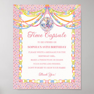 Roze 'Cue the Confetti' Verjaardagsfeest Tijdscaps Poster