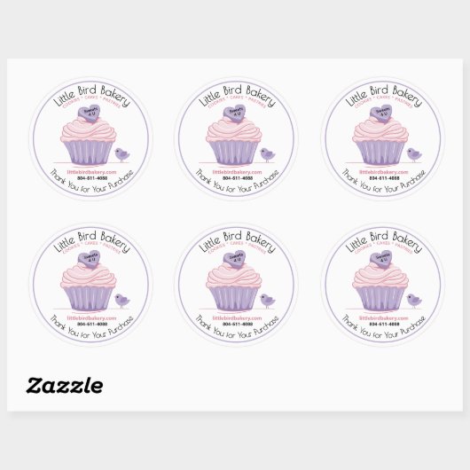 Roze Cupcake Aanpasbare Bakkerij Bedankt Ronde Sticker (Vel)