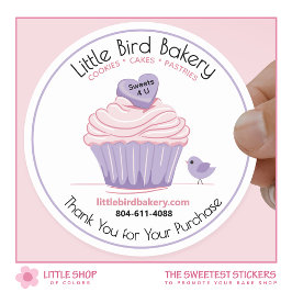 Roze Cupcake Aanpasbare Bakkerij Bedankt Ronde Sticker