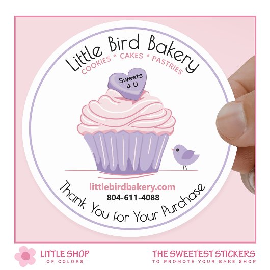 Roze Cupcake Aanpasbare Bakkerij Bedankt Ronde Sticker