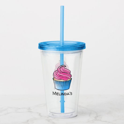 Roze Cupcake Acryl Drinkbeker (Voorkant)