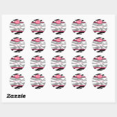 Roze Cupcake Adreslabel - Zwart Zebra Print Ronde Sticker (Vel)
