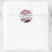 Roze Cupcake Adreslabel - Zwart Zebra Print Ronde Sticker (Tas)