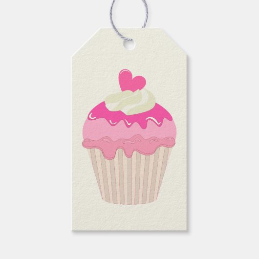 Roze Cupcake Algemene Kado Cadeaubijsluiter Cadeaulabel (Voorkant)