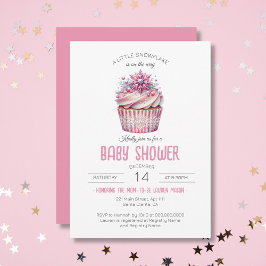 Roze Cupcake Baby Sprinkle Winter Girl Baby shower Kaart