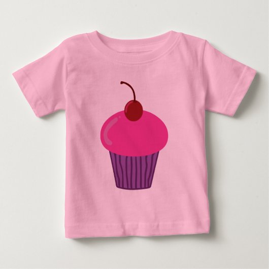 Roze Cupcake Baby T-shirt (Voorkant)
