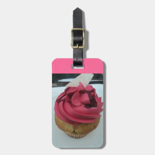 roze cupcake bagagelabel