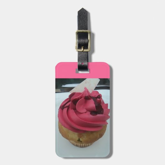 roze cupcake bagagelabel (Voorkant verticaal)