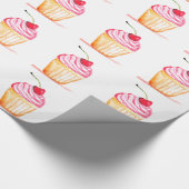 Roze cupcake Baking Cute Pattern Kinder Cadeaupapier (Hoek)