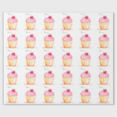 Roze cupcake Baking Cute Pattern Kinder Cadeaupapier (Vlak)