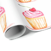 Roze cupcake Baking Cute Pattern Kinder Cadeaupapier (Rol Hoek)
