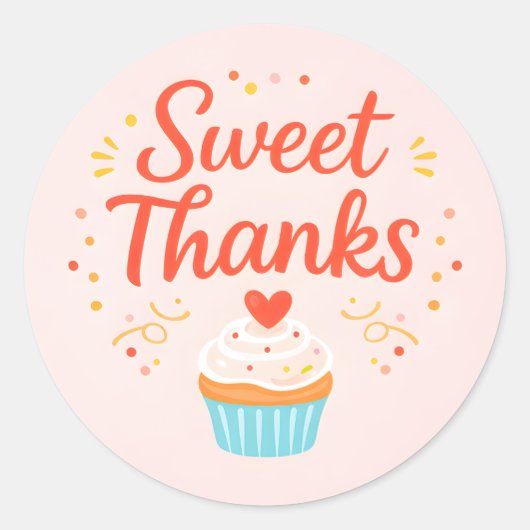 Roze Cupcake Bakken Bedankt Sticker (Voorkant)