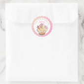 Roze Cupcake bakken Ronde Sticker (Tas)