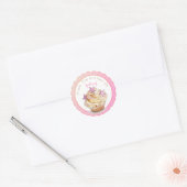Roze Cupcake bakken Ronde Sticker (Envelop)