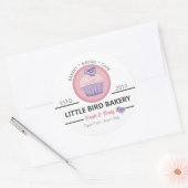 Roze Cupcake Bakkerij Aanpasbaar Ronde Sticker (Envelop)