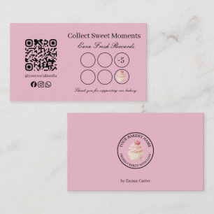 Roze Cupcake Bakkerij Loyaliteit Ponskaart Visitekaartje