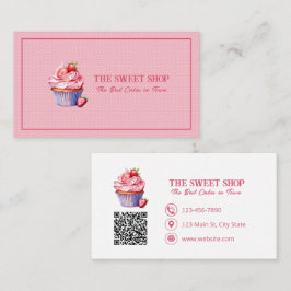 Roze Cupcake Bakkerij QR Code Zakelijke Kaart Visitekaartje
