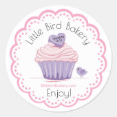  roze cupcake bakkerij ronde sticker (Voorkant)