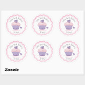  roze cupcake bakkerij ronde sticker (Vel)