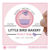 Roze Cupcake Bakkerij  Ronde Sticker