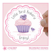  roze cupcake bakkerij ronde sticker