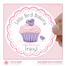  roze cupcake bakkerij ronde sticker
