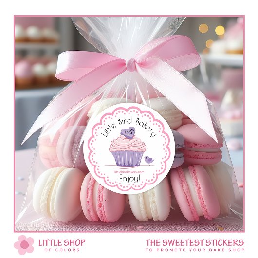  roze cupcake bakkerij ronde sticker