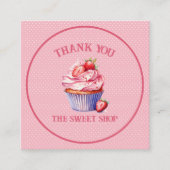 Roze Cupcake Bakkerij Visitekaartje | Bewerkbare T (Voorkant)