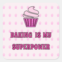 Roze cupcake baksuperkracht vierkante sticker
