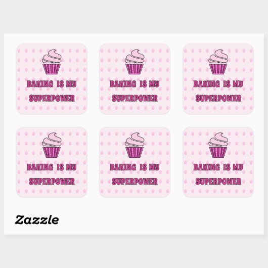 Roze cupcake baksuperkracht vierkante sticker (Vel)