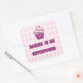 Roze cupcake baksuperkracht vierkante sticker (Envelop)