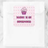 Roze cupcake baksuperkracht vierkante sticker (Tas)
