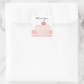Roze Cupcake Bedankt Vierkante Sticker (Tas)
