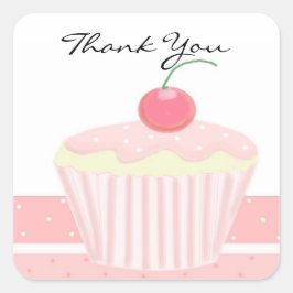 Roze Cupcake Bedankt Vierkante Sticker