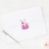 Roze Cupcake Bedankt Vierkante Sticker (Envelop)