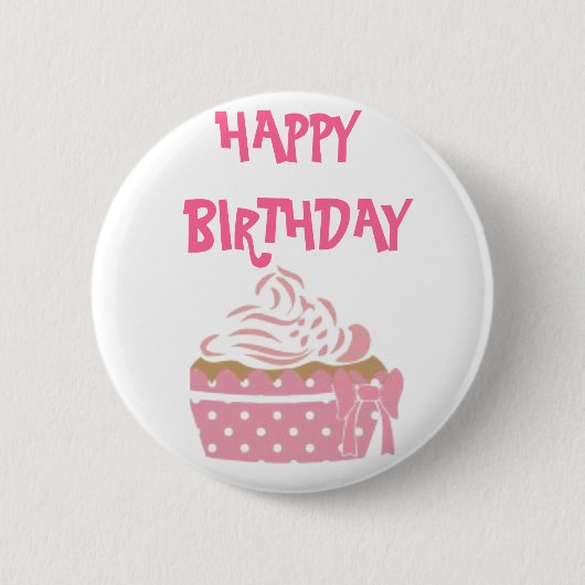 Roze Cupcake Birthday Badge Ronde Button 5,7 Cm (Voorkant)