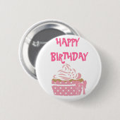 Roze Cupcake Birthday Badge Ronde Button 5,7 Cm (Voorkant /achterkant)