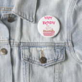 Roze Cupcake Birthday Badge Ronde Button 5,7 Cm (In situ)