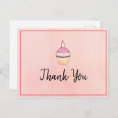 Roze Cupcake Birthday Dank je Briefkaart (Voorkant / Achterkant)