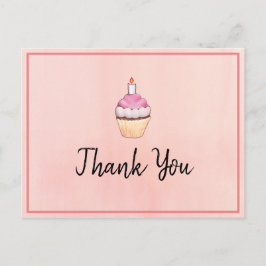 Roze Cupcake Birthday Dank je Briefkaart