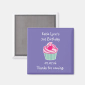 Roze cupcake Birthday Party Favor Magneet (Voorkant / Achterkant)