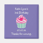 Roze cupcake Birthday Party Favor Magneet (Voorkant)