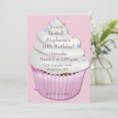 Roze cupcake Birthday Uitnodiging (Staand voorkant)
