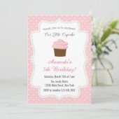 Roze cupcake Birthday Uitnodiging (Staand voorkant)