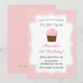 Roze cupcake Birthday Uitnodiging (Voorkant / Achterkant)